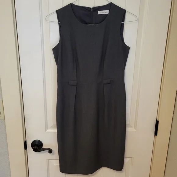 Calvin Klein | Dresses | Calvin Klein Grey Sleeveless Business Dress |  Poshmark